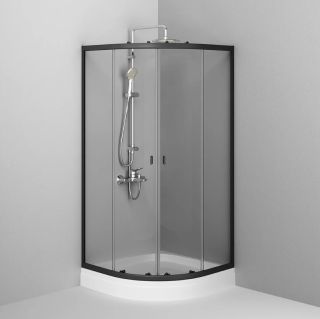 Душевой уголок AM.PM X-Joy Twin Slide 90х90 W88E-205-090BT64 профиль Черный матовый стекло прозрачное